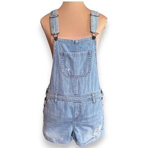 ABERCROMBIE & FITCH denim short overalls romper light wash size 27